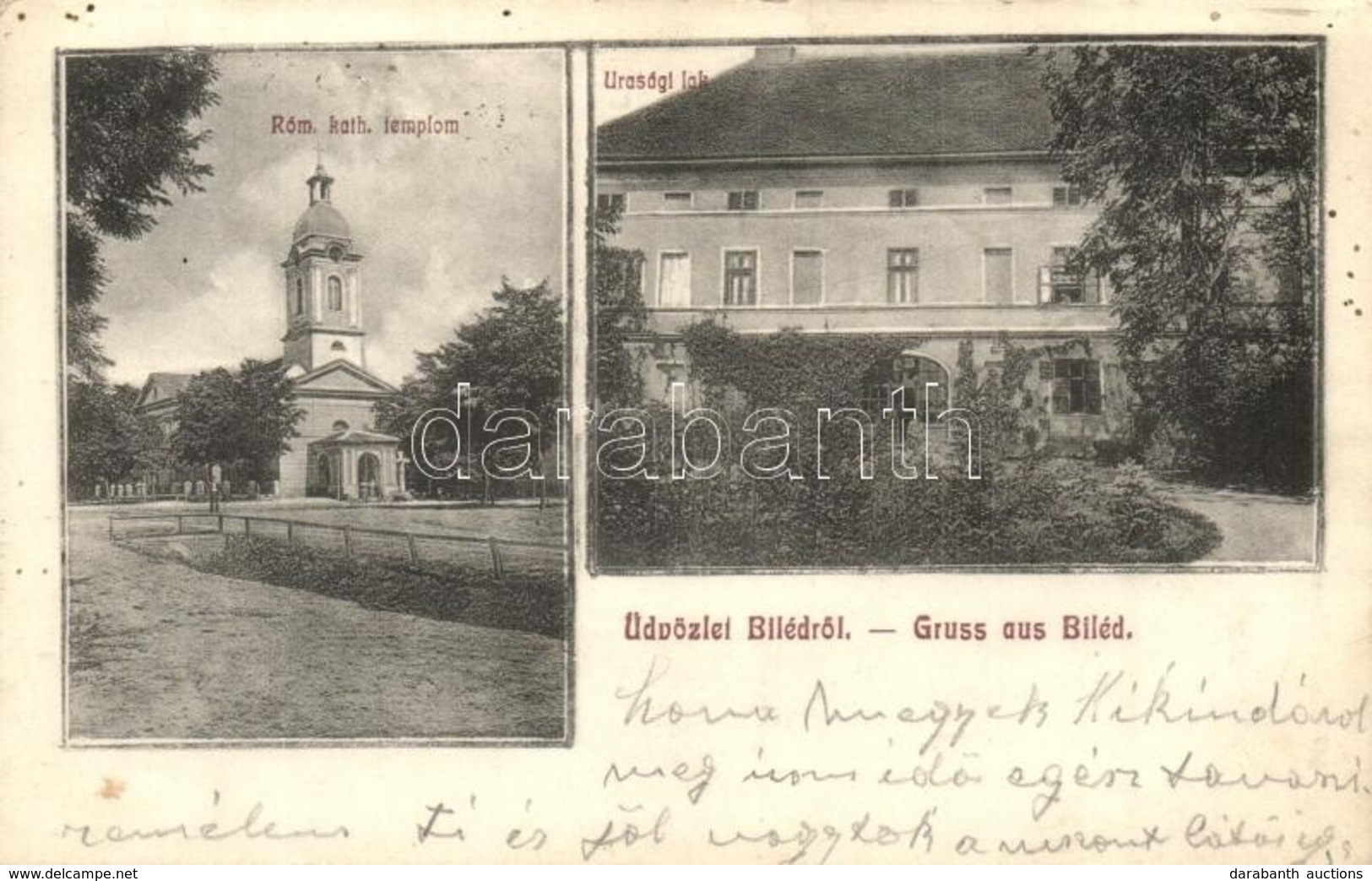 T2/T3 1917 Billéd, Biled; Urasági Lak (zágrábi érsekség Kastélya), Római Katolikus Templom / Castle, Church - Non Classificati