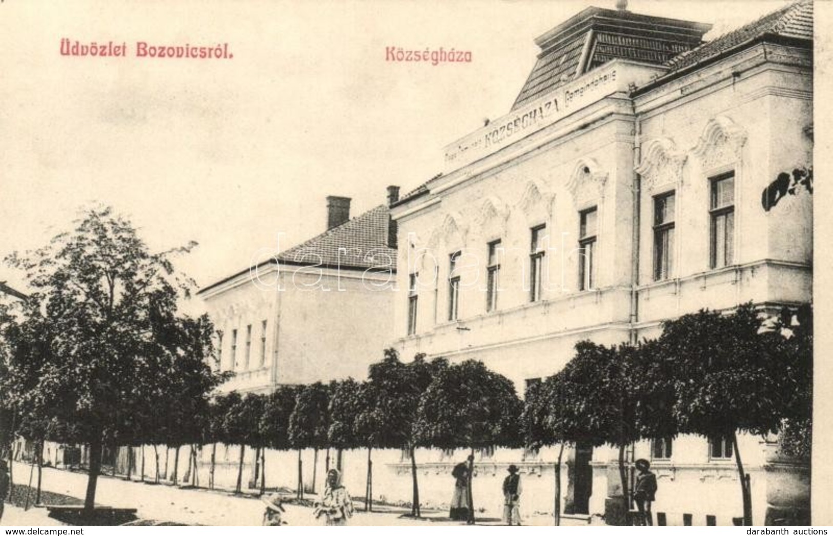 ** T2 Bozovics, Bozovici; Községháza. Wágner A Hangszer-Király Reklám A Hátoldalon / Gemeindehaus / Town Hall. Musical I - Non Classificati