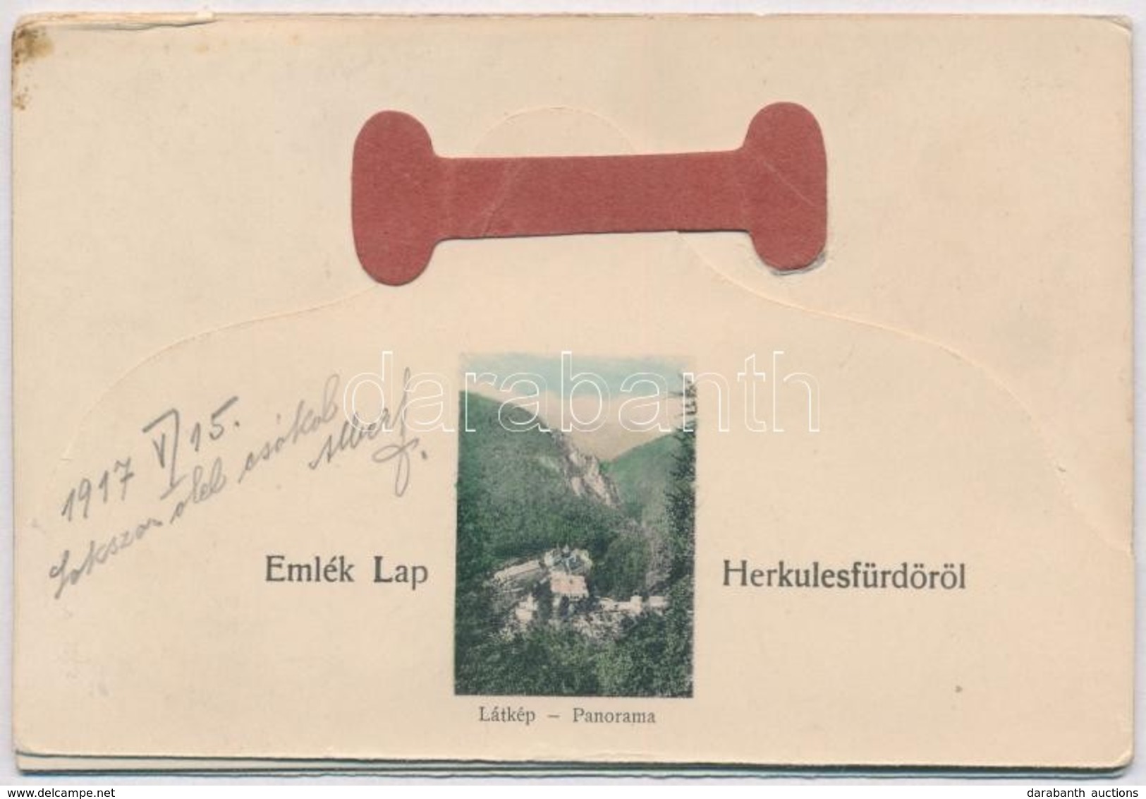 T3/T4 1917 Herkulesfürd?, Baile Herculane; Emléklap. 5 Részes Leporellolap / Leporellocard With 5 Tiles (hajtásnál Szaka - Unclassified