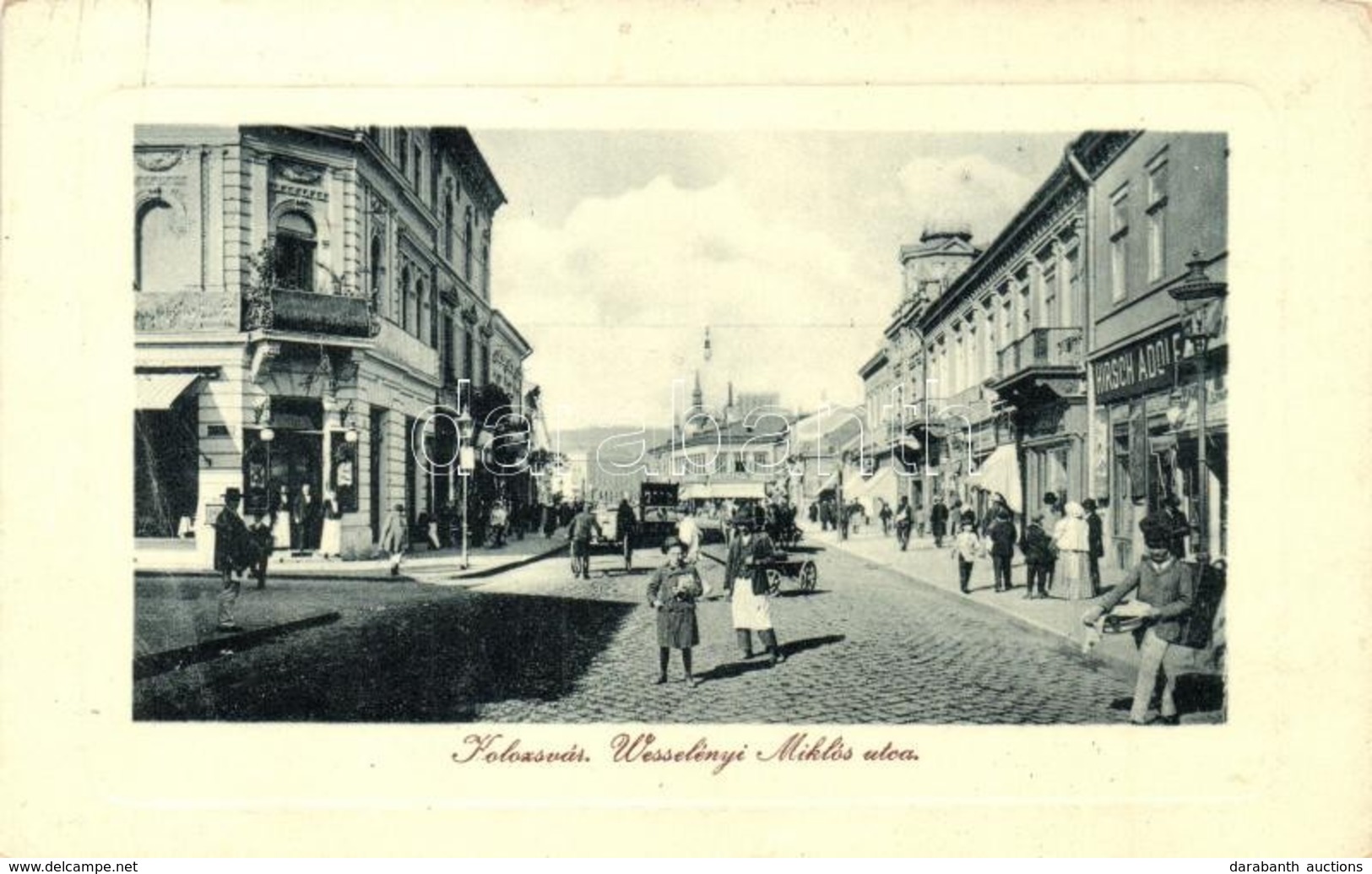 T2/T3 Kolozsvár, Cluj; Wesselényi Miklós Utca, Pannónia Szálloda, Hirsch Adolf üzlete. W.L. Bp. 6391. 1910 / Street View - Unclassified