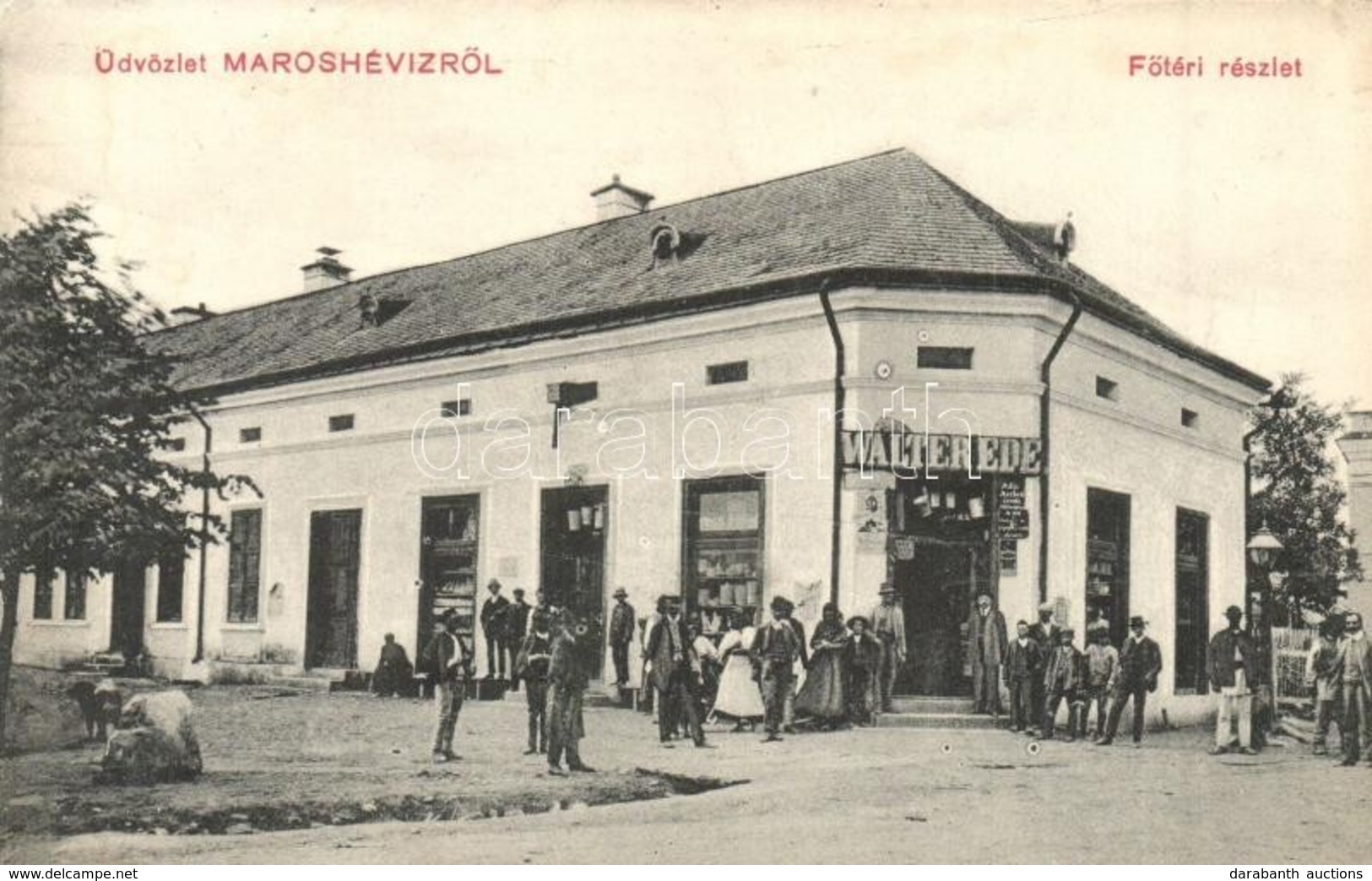 ** T1/T2 Maroshévíz, Oláhtoplica, Toplita, Töplitz; F? Tér, Walter Ede üzlete és Saját Kiadása / Main Square With Shop - Unclassified