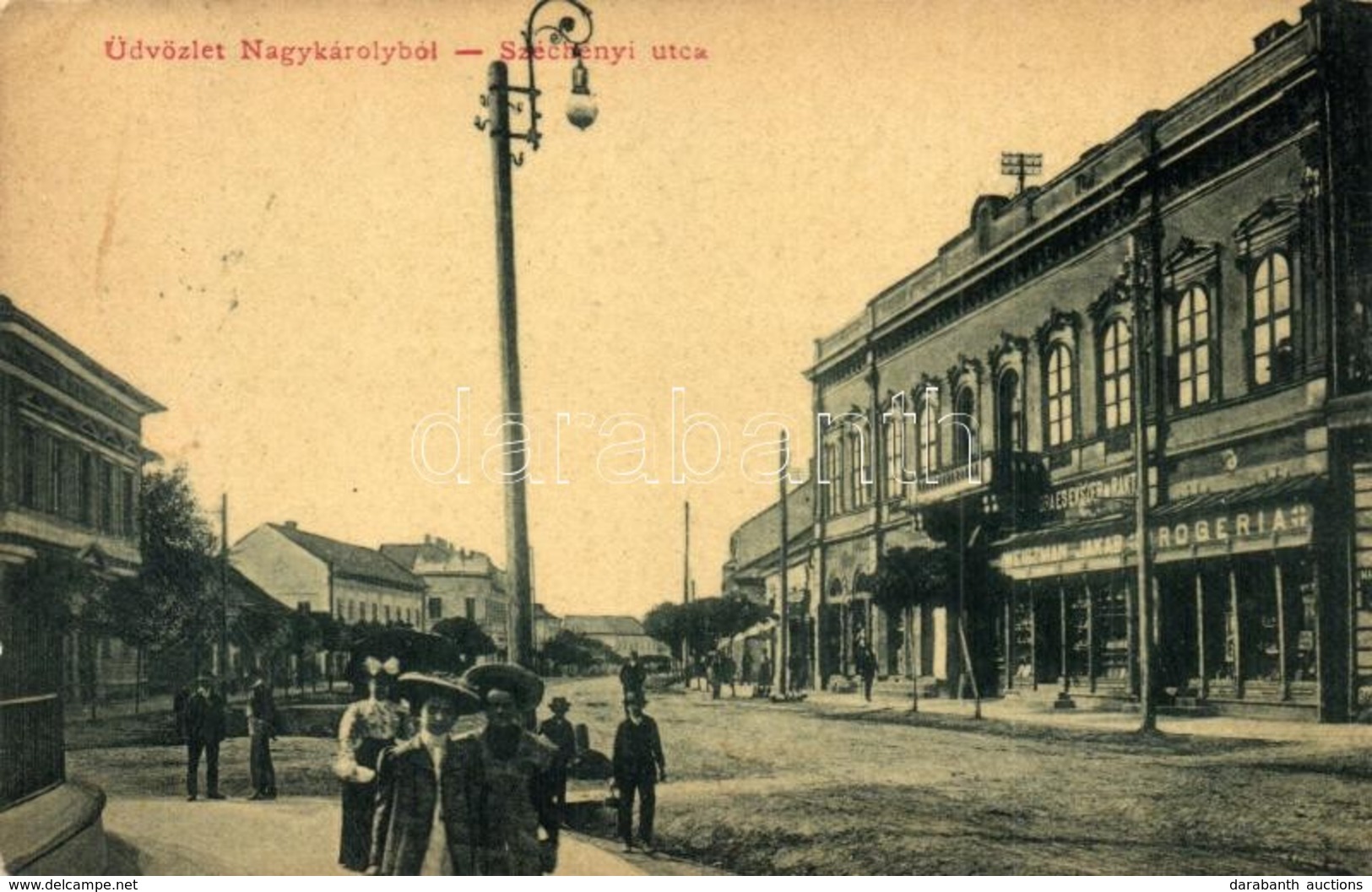 T2 Nagykároly, Carei; Széchenyi Utca, Drogéria és Weiszman Jakab üzlete. W.L. 1896. / Street View With Drugstore And Sho - Unclassified