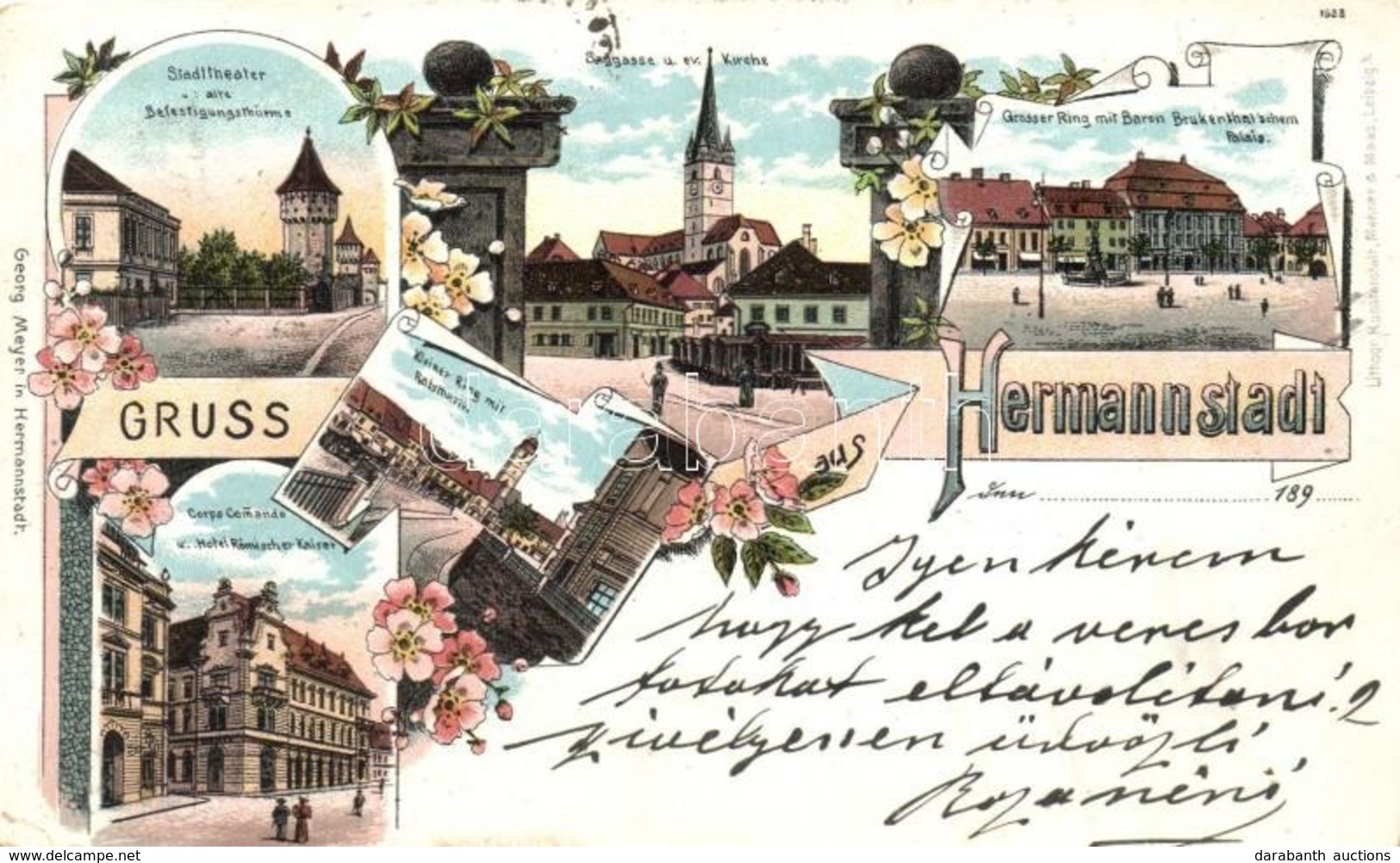 T3 1899 (Vorläufer!) Nagyszeben, Hermannstadt, Sibiu; Evangélikus Templom, Színház, Vártorony, Utcaképek, Római Császár  - Unclassified