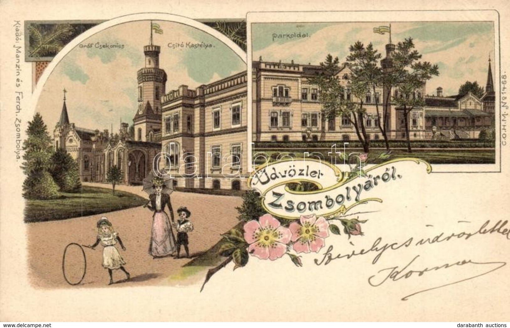 T2 1899 Zsombolya, Hatzfeld, Jimbolia; Gróf Csekonics-Csitó Kastélya, Karikázó Kislány. Manzin és Ferch Kiadása / Castle - Non Classificati