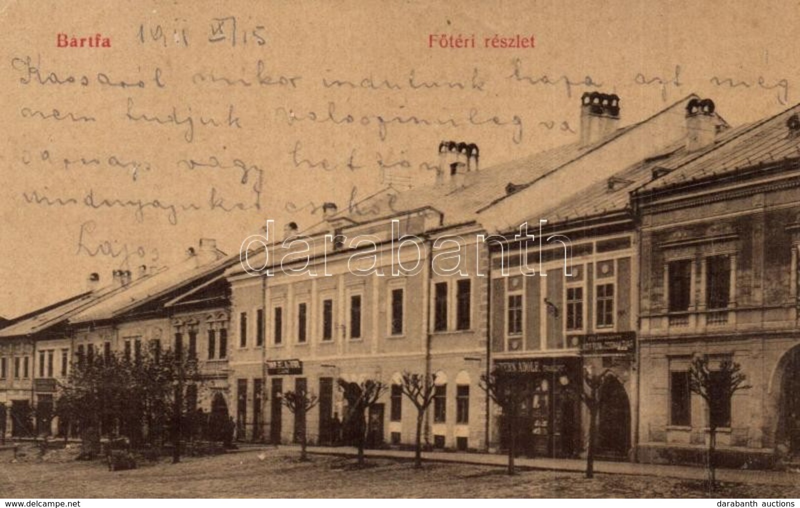 T2/T3 1911 Bártfa, Bardejov, Bardiov; F? Tér, Stern Adolf üzlete, Lik?r, Rum és Cognac Gyár. Horovitz M. Ch. Kiadása / M - Non Classificati