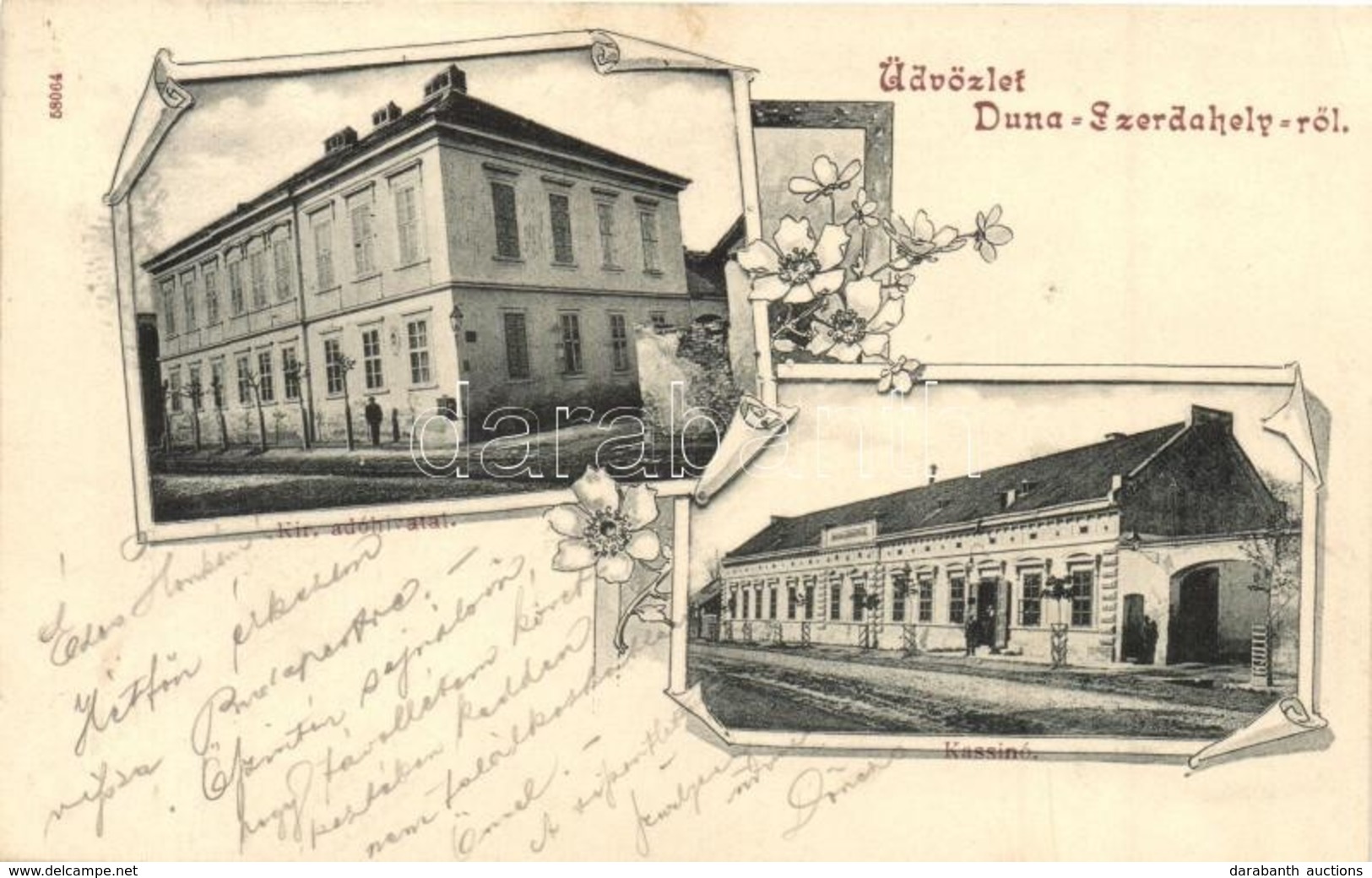 T2 1904 Dunaszerdahely, Dunajská Streda; Adóhivatal, Kaszinó / Customs Office, Casino. Art Nouveau, Floral - Non Classificati