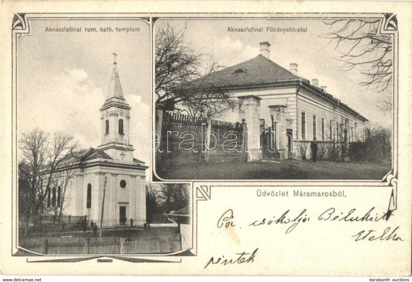 T2 Aknaszlatina, Slatinské Doly, Solotvyno; F?bányahivatal, Római Katolikus Templom / Church, Mine Office. Art Nouveau - Non Classificati