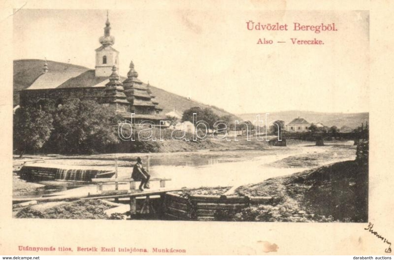 * T3 1901 Alsóverecke, Niznije Verecki, Nizsnyi Vorota, Nyzhni Vorota (Bereg); Gát és Fatemplom / Dam And Wooden Church  - Non Classificati