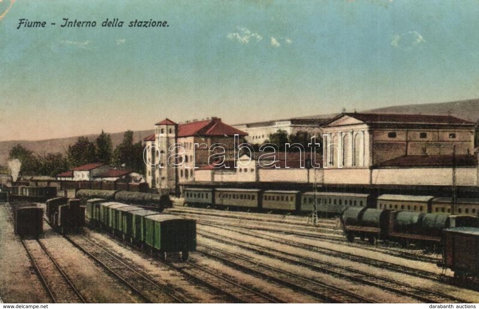 T2/T3 1915 Fiume, Rijeka; Interno Della Stazione / Bahnhof / Railway Station With Wagons (EK) - Non Classificati