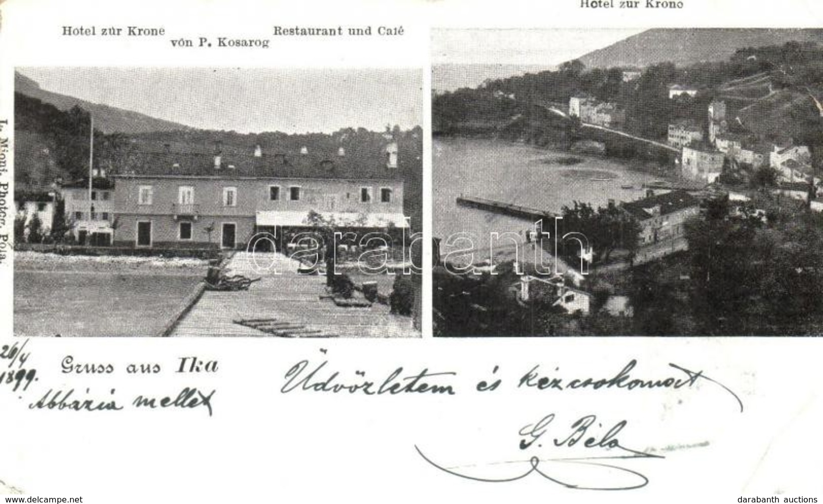 T3 1899 Ika, Ica (bei Lovran, Laurana); Hotel Zur Krone Von P. Kosarog, Restaurant Und Cafe (EB) - Non Classificati