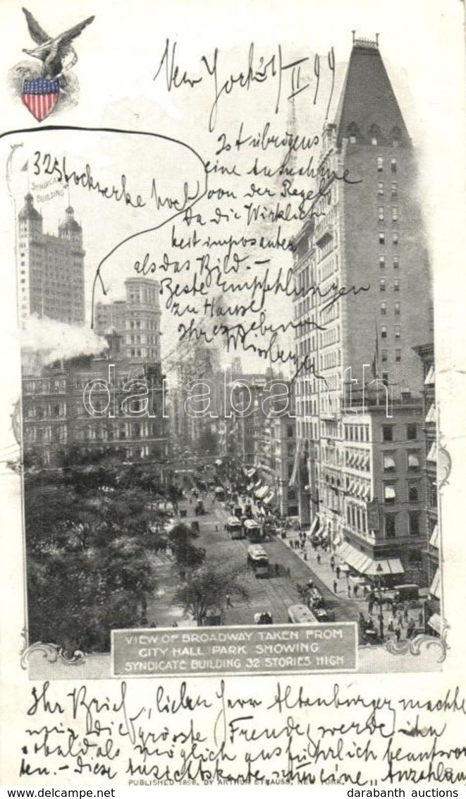 T3/T4 1899 New York, Broadway From City Hall Park, Syndicate Building (fa) - Unclassified