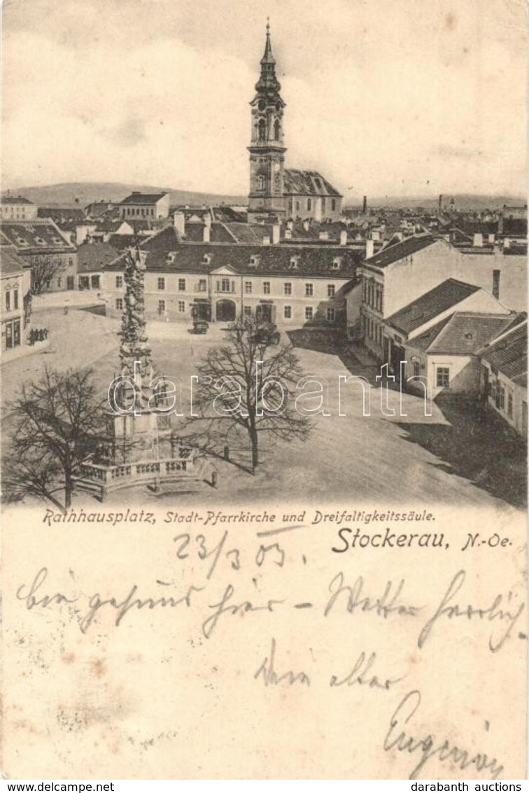 T2/T3 Stockerau, Rathausplatz, Stadt-Pfarrkirche, Dreifaltigkeitssäule / Town Hall Square, Church, Monument - Non Classificati