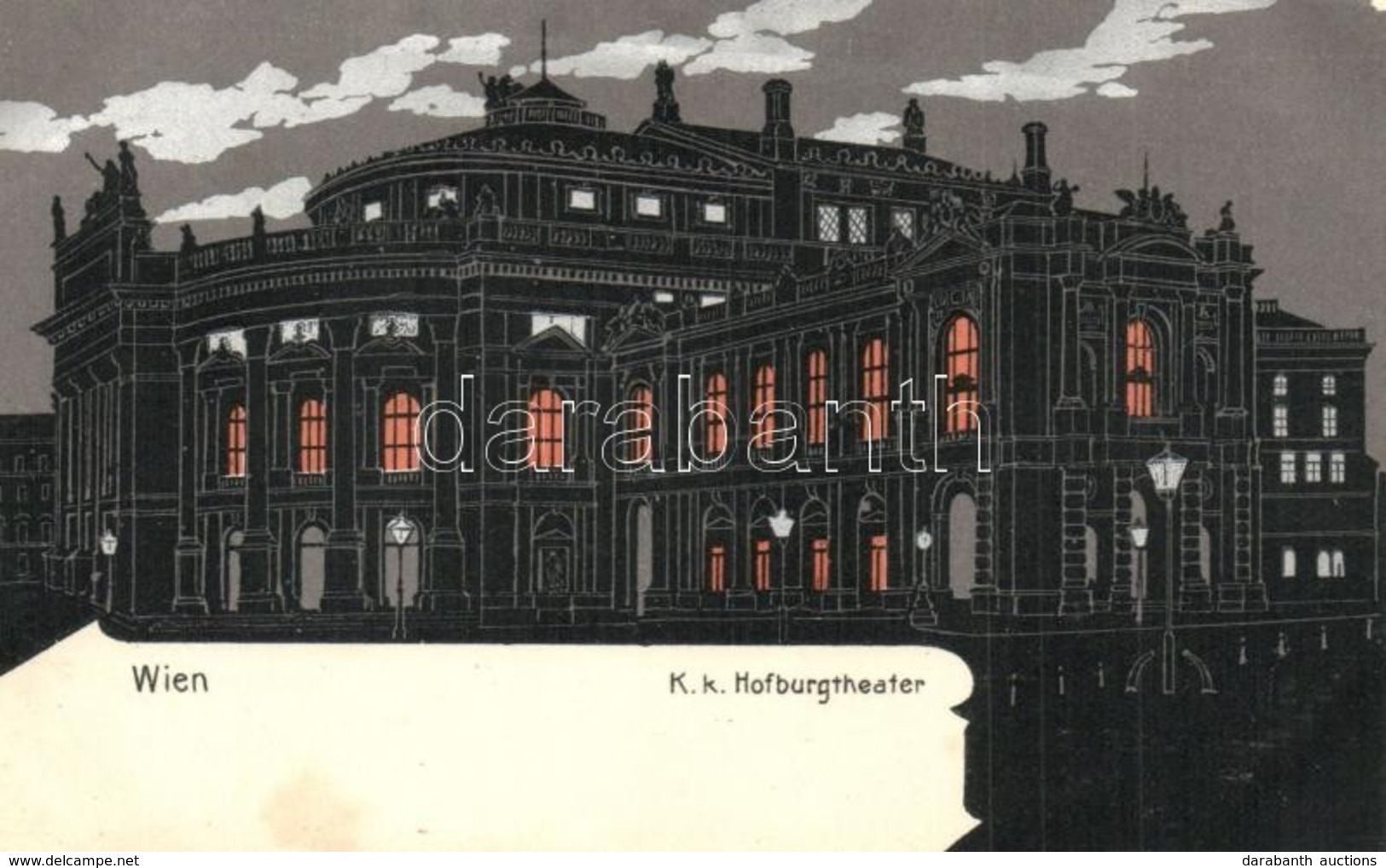 ** T2/T3 Vienna, Wien; K.k. Hofburgtheater / Theatre At Night. Art Nouveau Art Postcard - Non Classificati