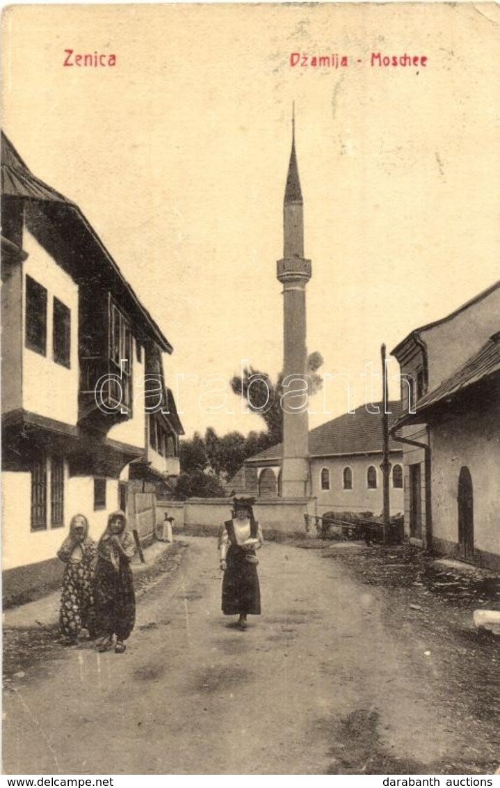 * T2/T3 Zenica, Dzamija / Moschee / Street View With Mosque. W.L. Bp. 4878-909. Modewarehaus Béla Hischfeld (EK) - Unclassified