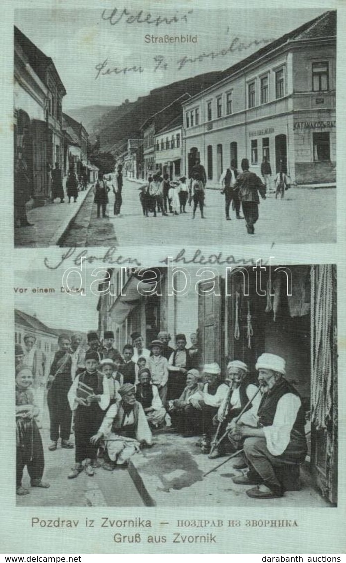 T2 Zvornik, Strassenbild, Vor Einem Ducan / Street View With Bosnian Men, Folklore, Shops - Non Classificati
