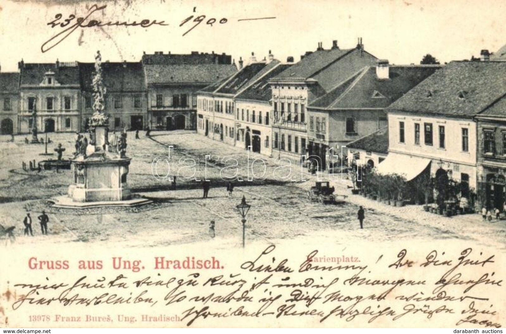 T2 1900 Uherské Hradiste, Ungarisch Hradisch, Magyarhradis; Marienplatz / Square With Monument. Franz Bures - Non Classificati