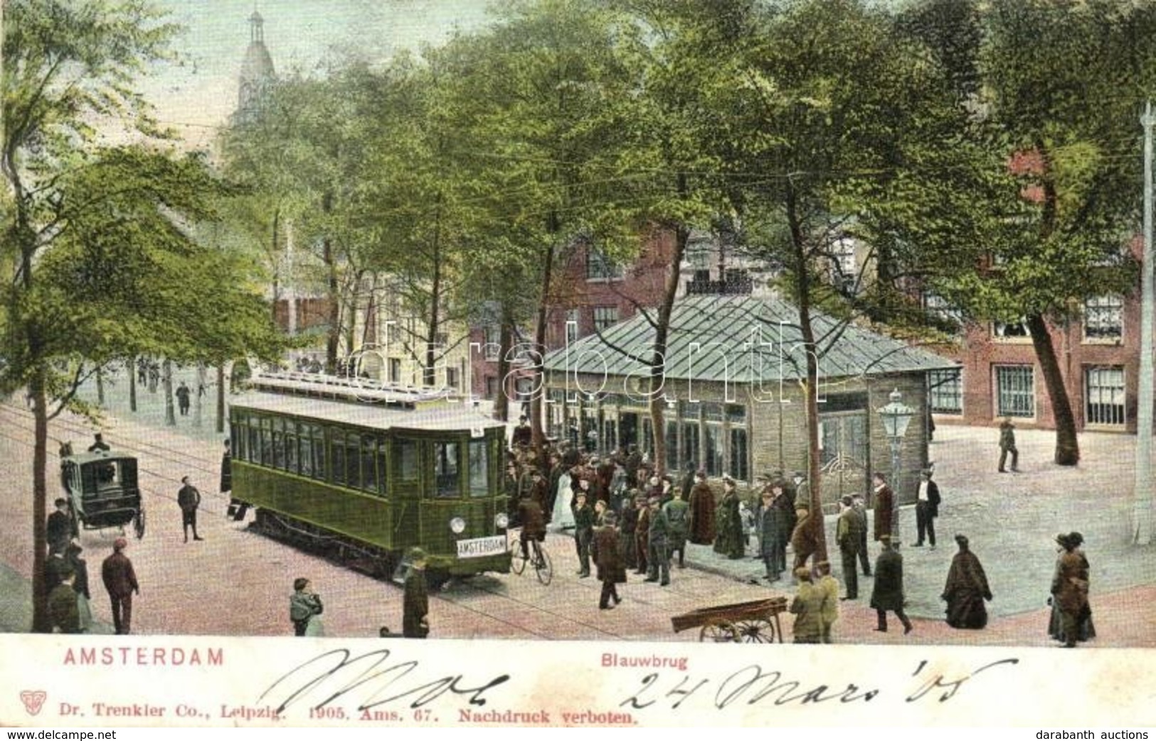 T2 1905 Amsterdam, Blauwbrug / Street View With Tram Line 8 - Non Classificati