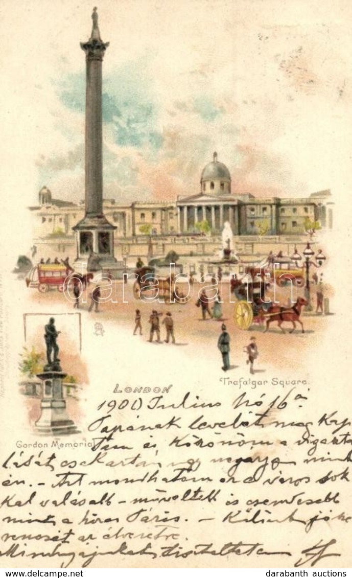 T2 1900 London, Trafalgar Square, Gordon Memorial. Raphael Tuck & Sons View Postcard No. 11. Litho - Non Classificati
