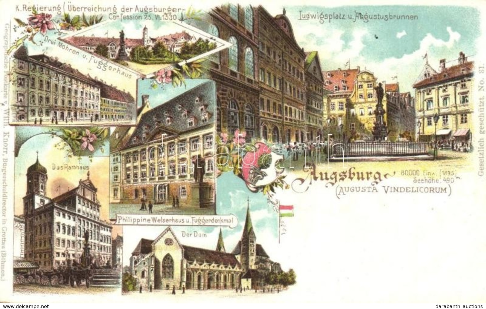 * T2/T3 Augsburg. Ludwigsplatz, Augustbrunnen, Drei Mohren Und Fuggerhaus, Rathaus, Philippine Weslerhaus. Geographische - Non Classificati