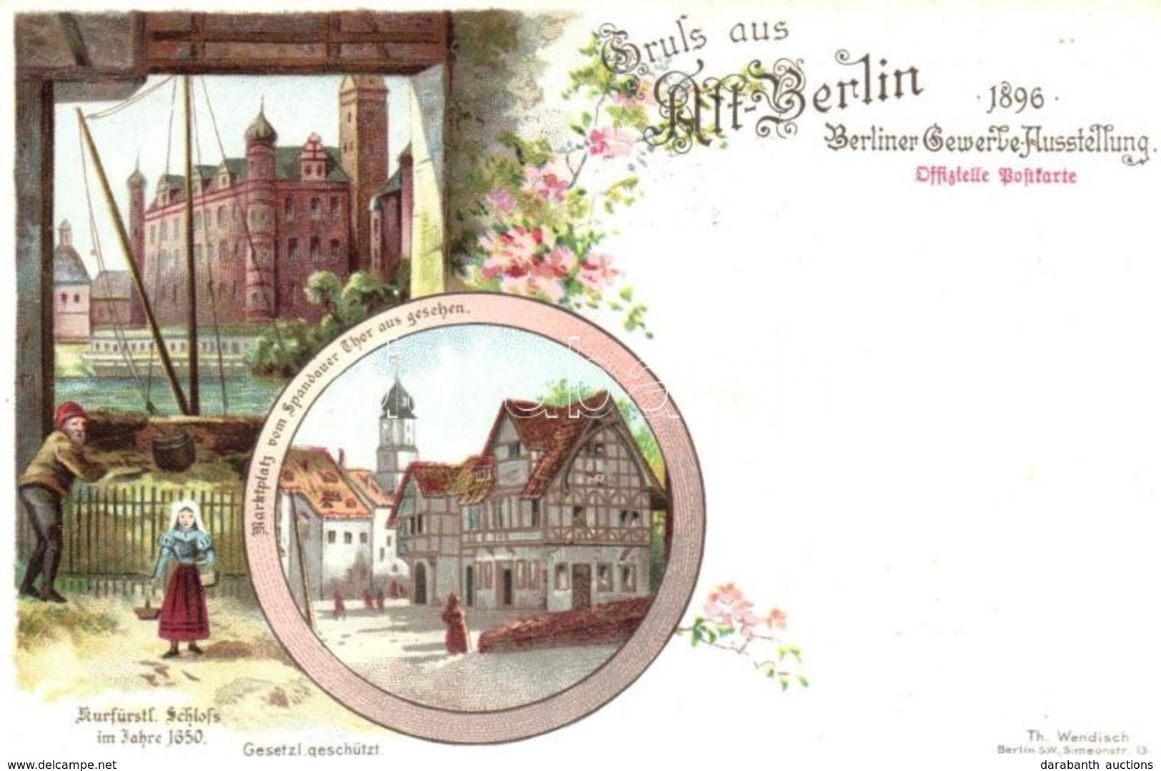 ** T2 1896 Berlin, Berliner Gewerbe Ausstellung, Marktplatz Vom Spandauer Thor Aus Gesehen, Kurfürstl. Schloss. Th. Wend - Non Classificati