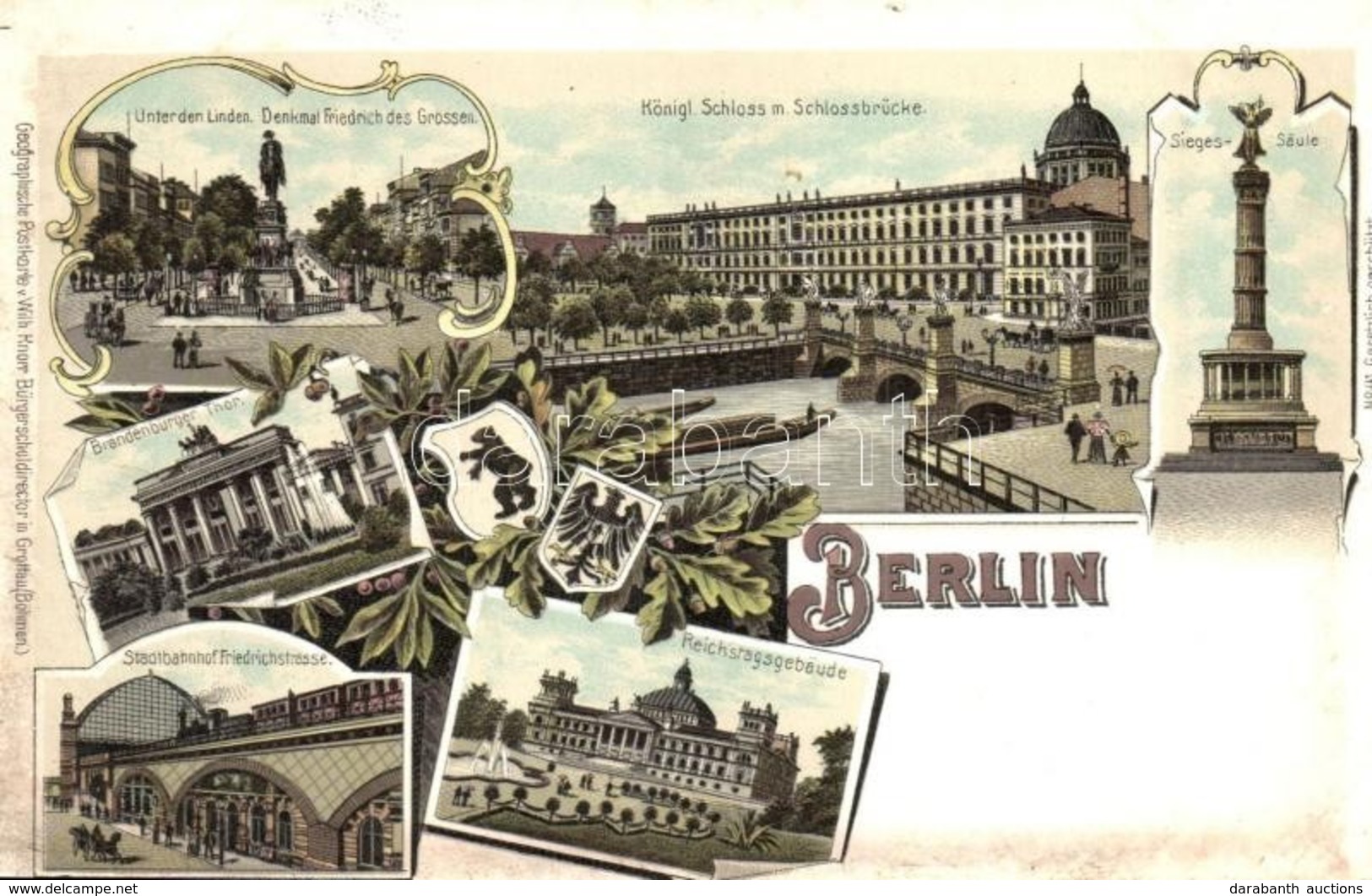 ** T2/T3 Berlin, Stadtbahnhof Friedrichstrasse, Reichstagsgebaude, Schloss, Brandenburger Thor. Geographische Postkarte  - Non Classificati