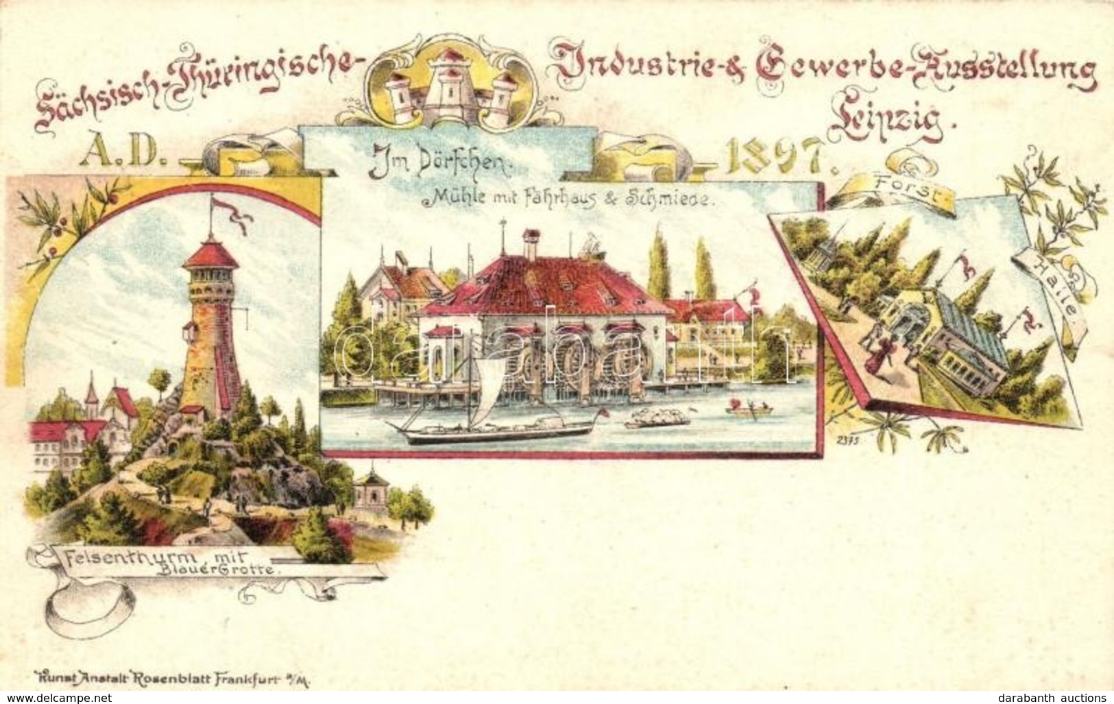 ** T2/T3 1897 Leipzig, Sächsisch-Thüringische Industrie Und Gewerbe Ausstellung, Felsenthurm, Blauer Grotta, Im Dörfchen - Non Classificati