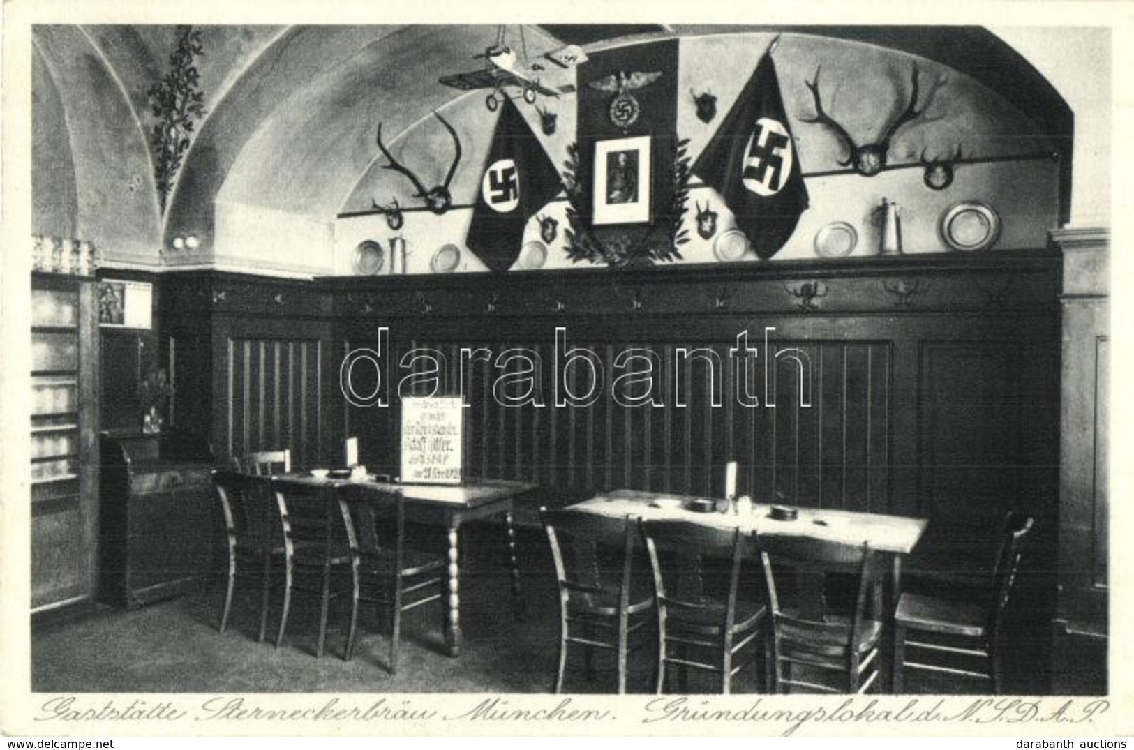 ** T2 München, Munich; Gast- Und Vergnügungsstätte 'Sterneckerbräu' / Restaurant Interior With Swastika Flags. Adolf Hit - Non Classificati