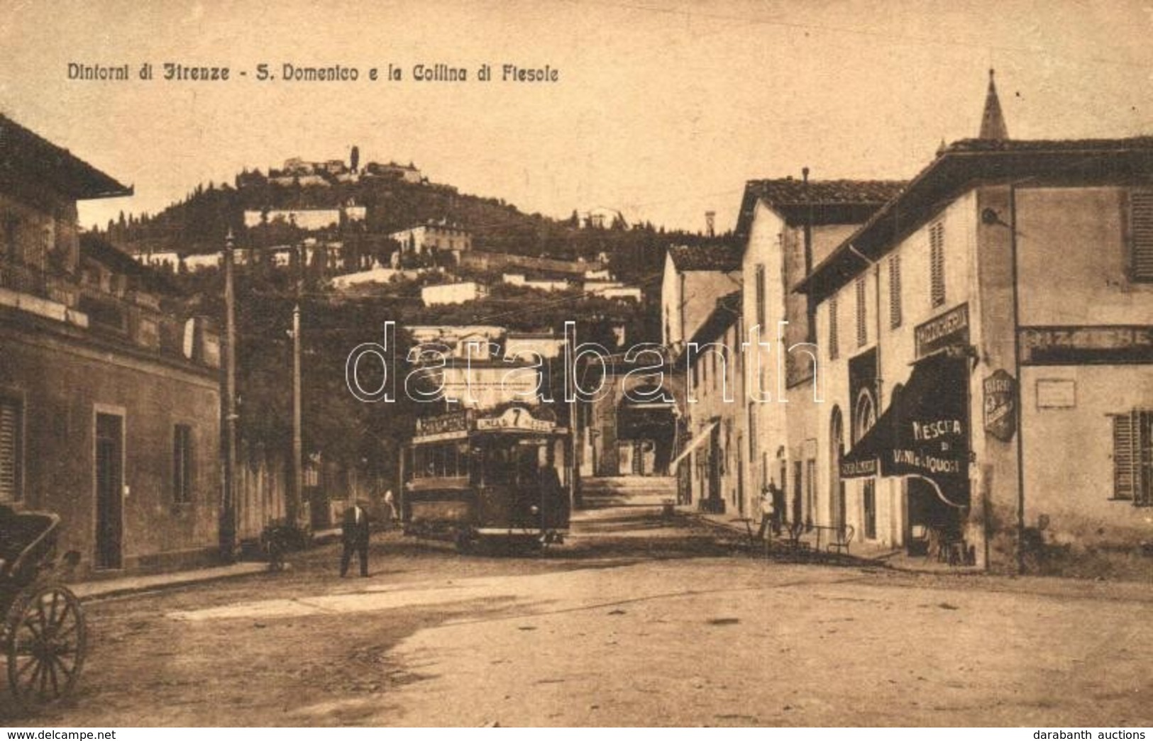 ** T1 Firenze, Florence; S. Domentico E La Collina Di Fiesole, Pizzicheria / Street View With Tram Line 7 And Pizzeria - Non Classificati