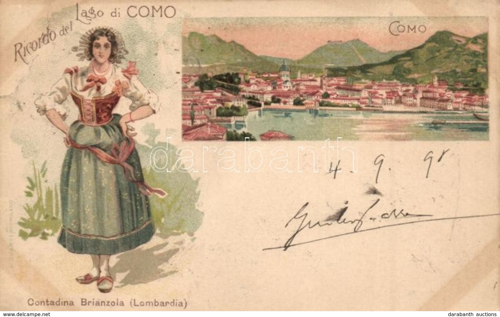 T3/T4 1898 Lago Di Como, Contadina Brianzola (Lombardia) / Folklore. A. Guarneri Litho (fa) - Ohne Zuordnung