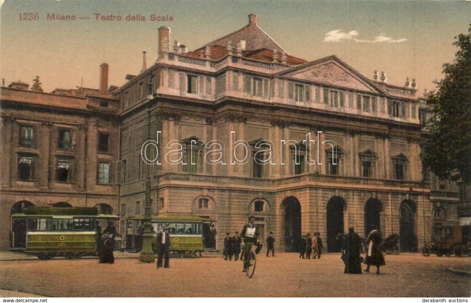 ** T2 Milan, Milano; Teatro Della Scala / Theatre With Tram, Emporio Advertisement, Man On Bicycle - Non Classificati