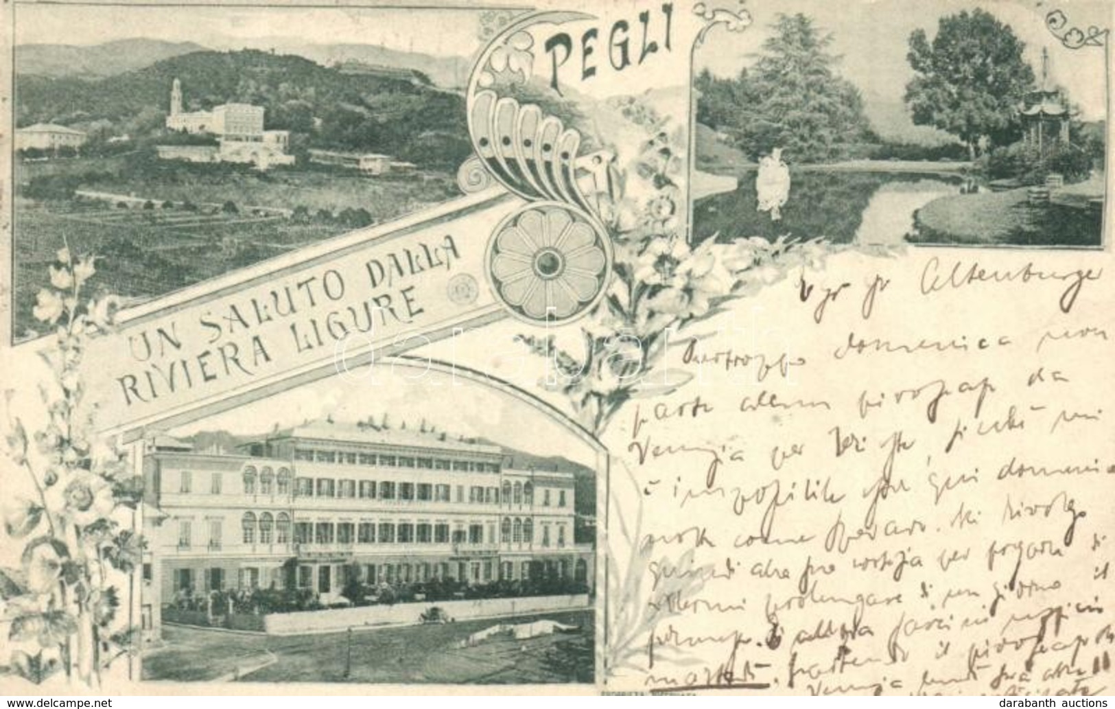 T2 1898 Pegli (Genova), Grand Hotel, Pavilion. Art Nouveau, Floral - Non Classificati