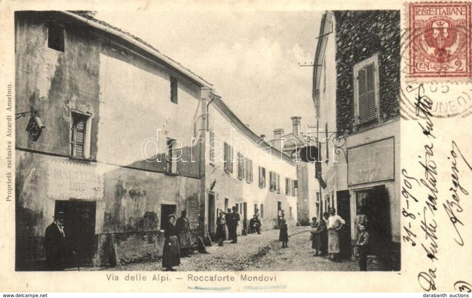 T2/T3 1905 Roccaforte Mondovi, Via Delle Alpi, Ristorante. Aicardi Anselmo / Street View With Restaurant. TCV Card (EK) - Unclassified