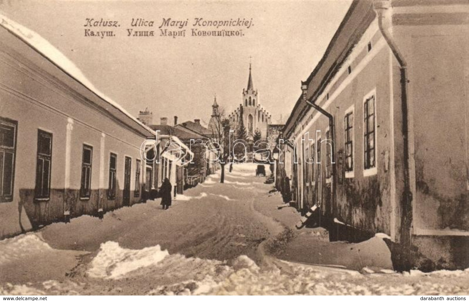 T2 1916 Kalush, Ulica Maryi Konopnickiej / Street View In Winter + K.u.K. Kleinbahnverwaltung Krechowice - Non Classificati