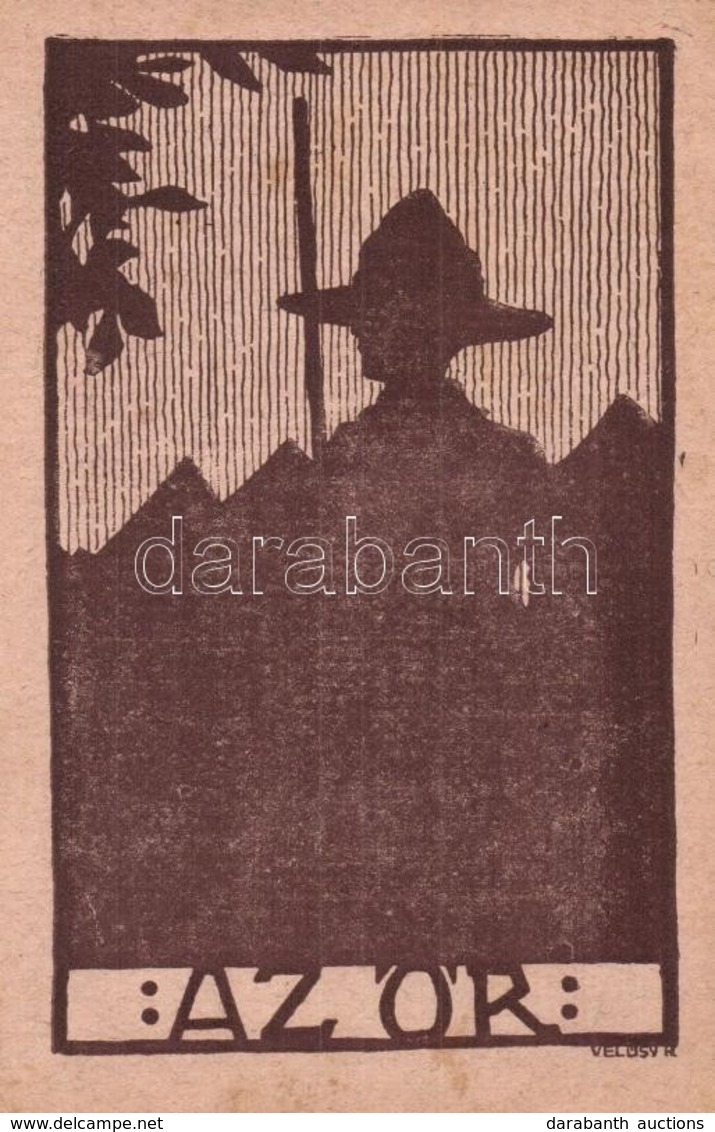 T2/T3 1925 Az ?r. Magyar Cserkész / Hungarian Scout Art Postcard, Silhouette S: Vel?sy B. (EK) - Unclassified