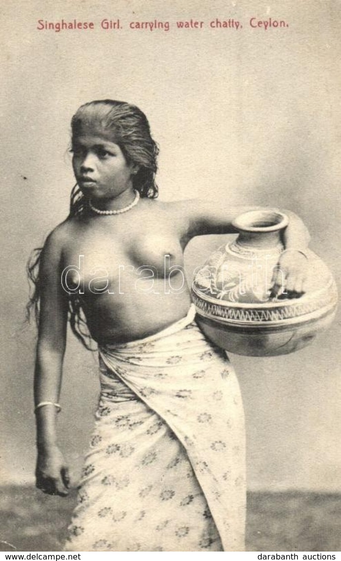 ** T2 Singhalese Girl Carrying Water Chatty In Ceylon. Nude Girl / Sinhalese Folklore From Sri Lanka - Non Classificati