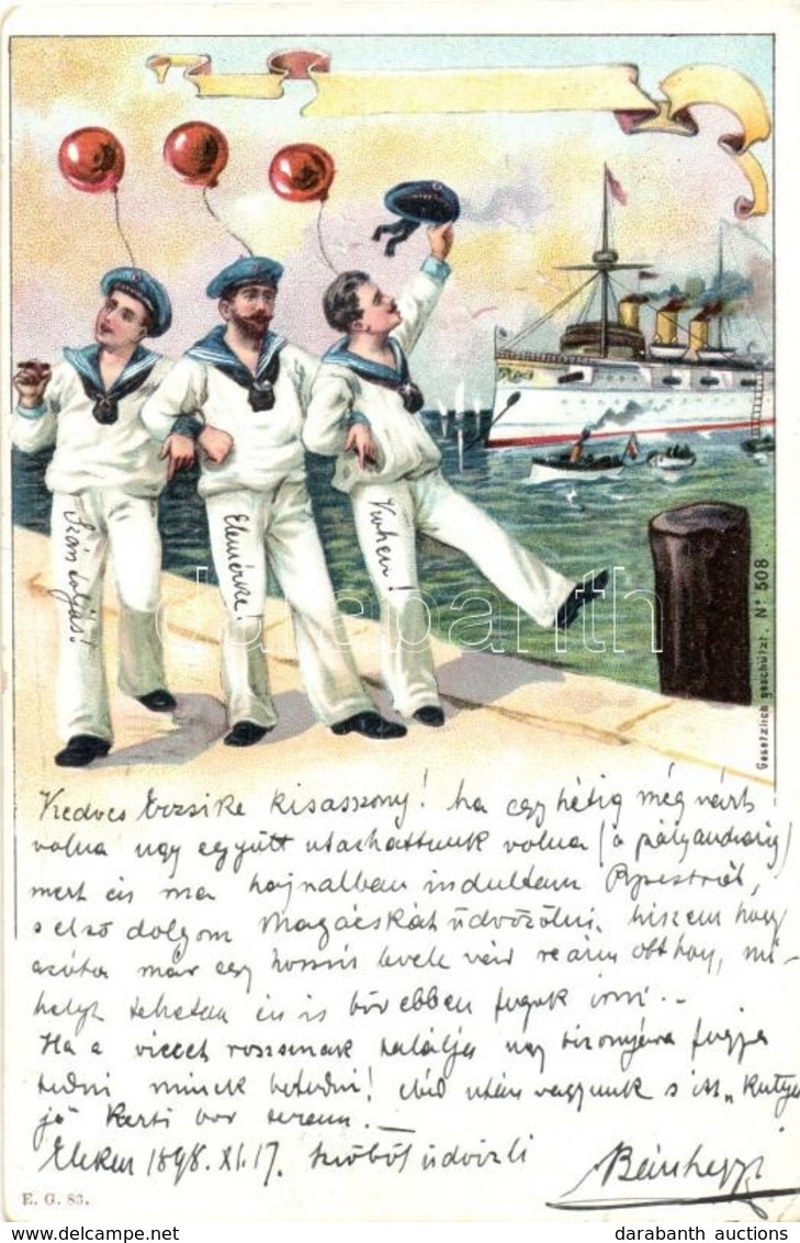T2/T3 1898 K.u.K. Kriegsmarine. Mariners Humour Greeting Card. E.G. 86. Litho (EK) - Non Classificati