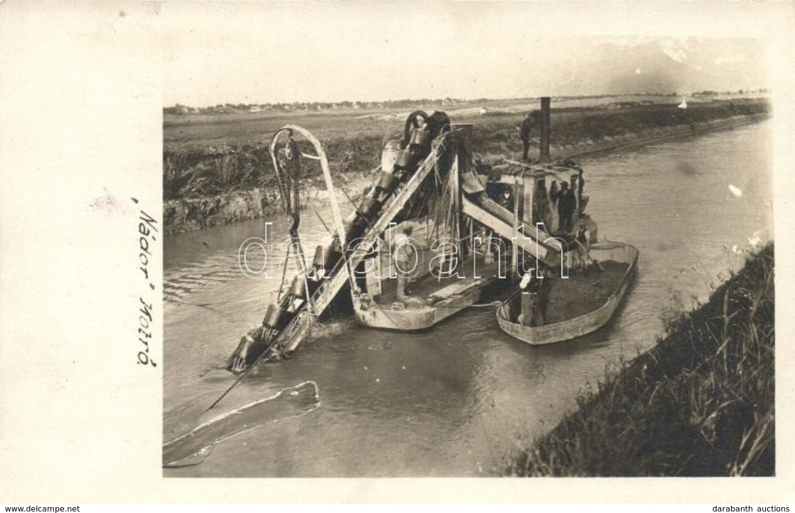T2/T3 1918 Városhídvég, Szabadhídvég; 'Nádor' Vedersoros Oldalkirakószalagos Iszapkotró Hajó / Mud Excavator Ship. Photo - Non Classificati