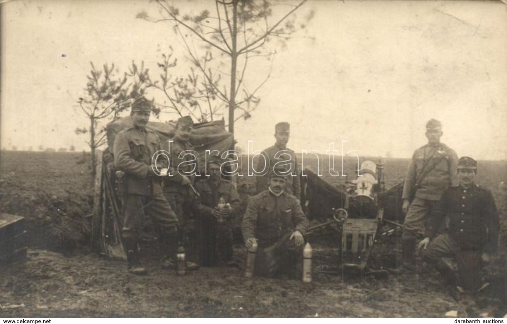 T2/T3 ~1917 Osztrák-magyar Katonák Töltényekkel és ágyúval / WWI K.u.k. Military, Soldiers With Cartridges And Cannon. P - Non Classificati