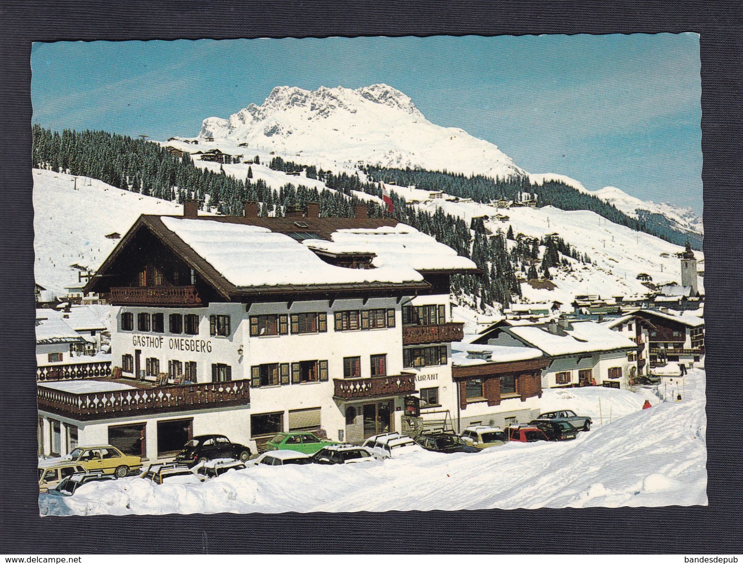 CPSM Lech Am Arlberg Gasthot Omesberg ( Voitures Werbeverlag Hagen) - Lech
