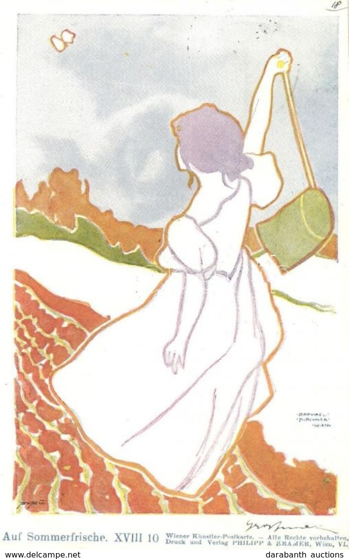 T1/T2 1899 Auf Sommerfrische XVIII. 10. Wiener Künstler-Postkarte Philipp & Kramer S: Raphael Kirchner - Non Classificati