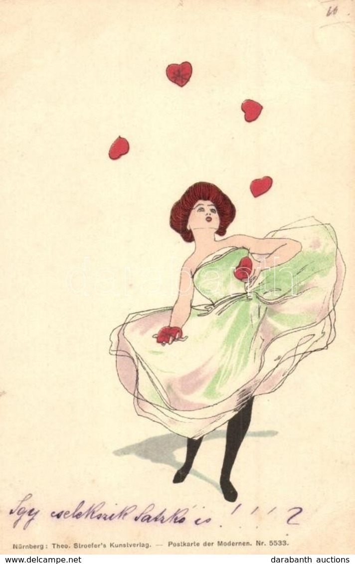 * T2/T3 1899 Coeur Dame. Theo Stroefer's Kunstverlag - Postkarte Der Modernen Nr. 5533. Unsigned Raphael Kirchner Art Po - Non Classificati