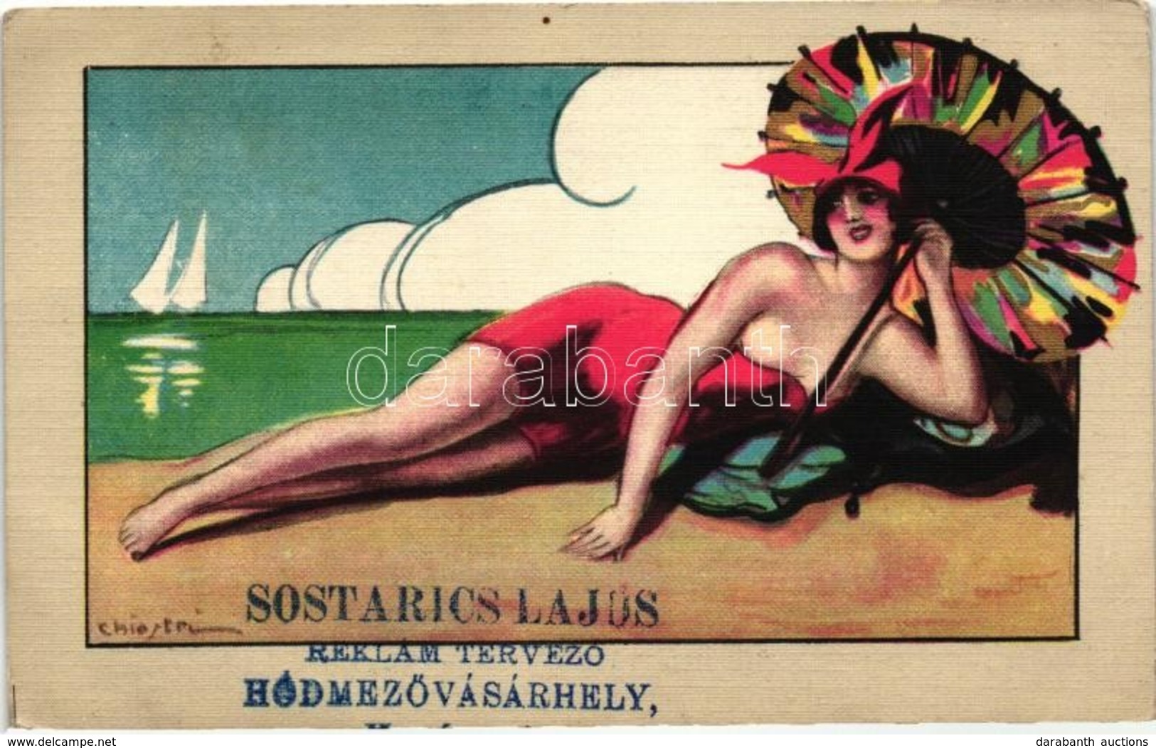 * T2 Bathing Beauty; Italian Art Deco Ballerini & Fratini (with Hungarian Commercial Stamping) S: Chiostri - Non Classificati