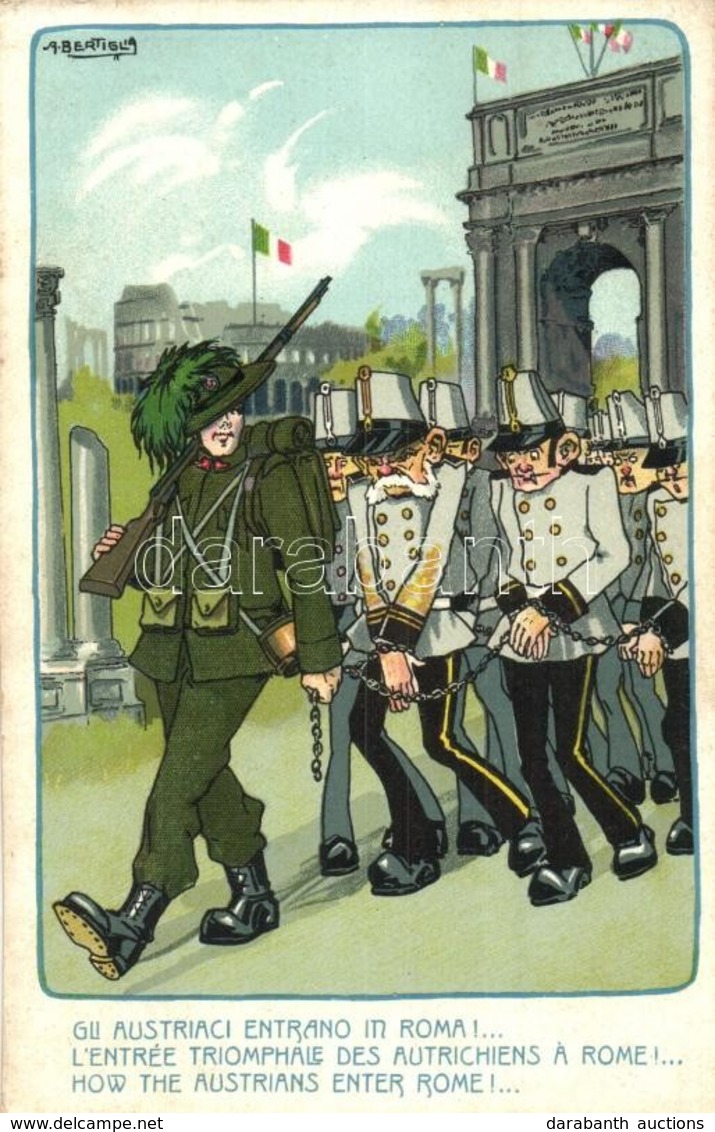 ** T2 Gli Austriaci Entrano In Roma! / How The Austrians Enter Home! Italian WWI Military Propaganda Art Postcard. Anti- - Non Classificati