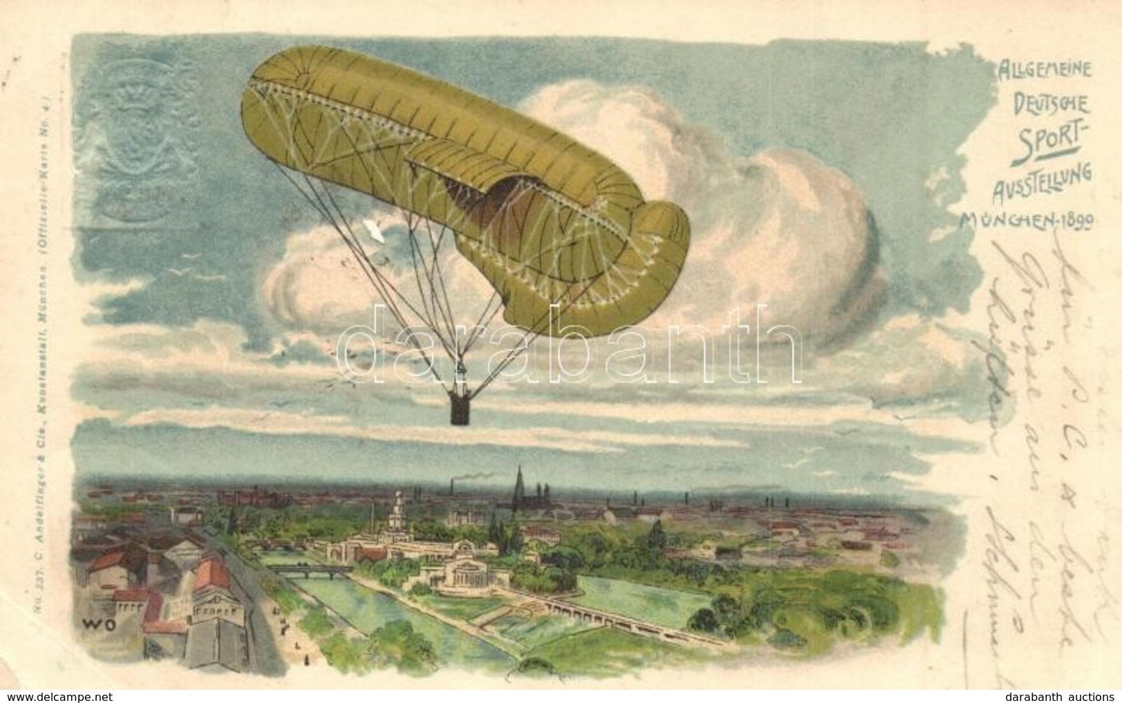 T2/T3 1899 München, Allgemeine Deutsche Sport-Ausstellung  / German Sport Exhibition Advertisement Card. Balloon Airship - Non Classificati