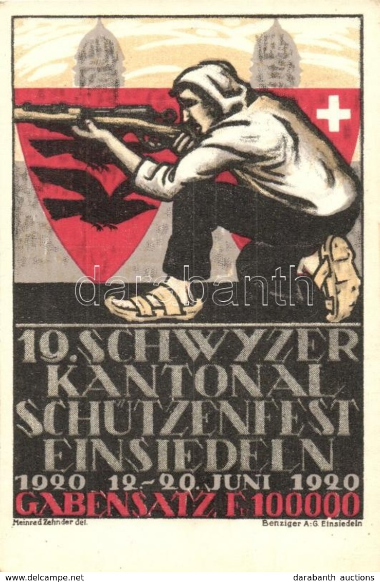 ** T1 1920 Einssiedeln 19. Schwyzer Kantonal Schützenfest  / 19th Swiss Cantonal Shooting Festival Advertisement Card S: - Zonder Classificatie
