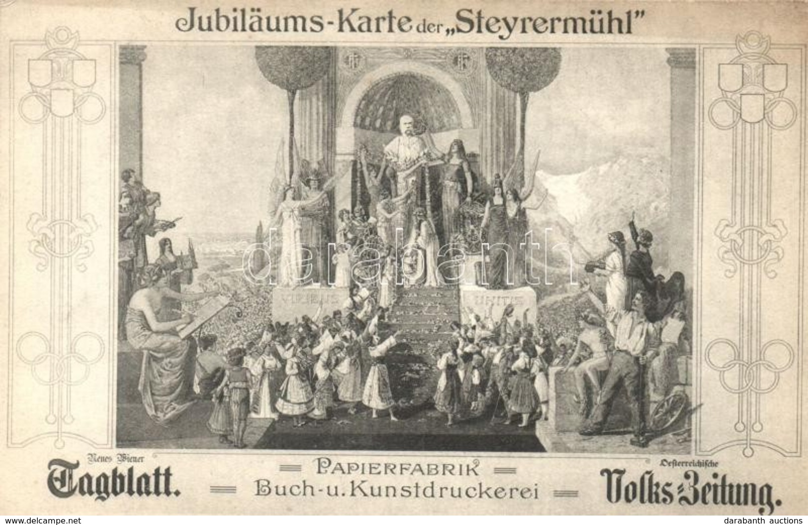 ** T1/T2 Jubiläums-Karte Der Steyermühl Papierfabrik, Buch Und Kunstdruckerei. Tagblatt Volks-Zeitung / Austrian Book An - Non Classificati