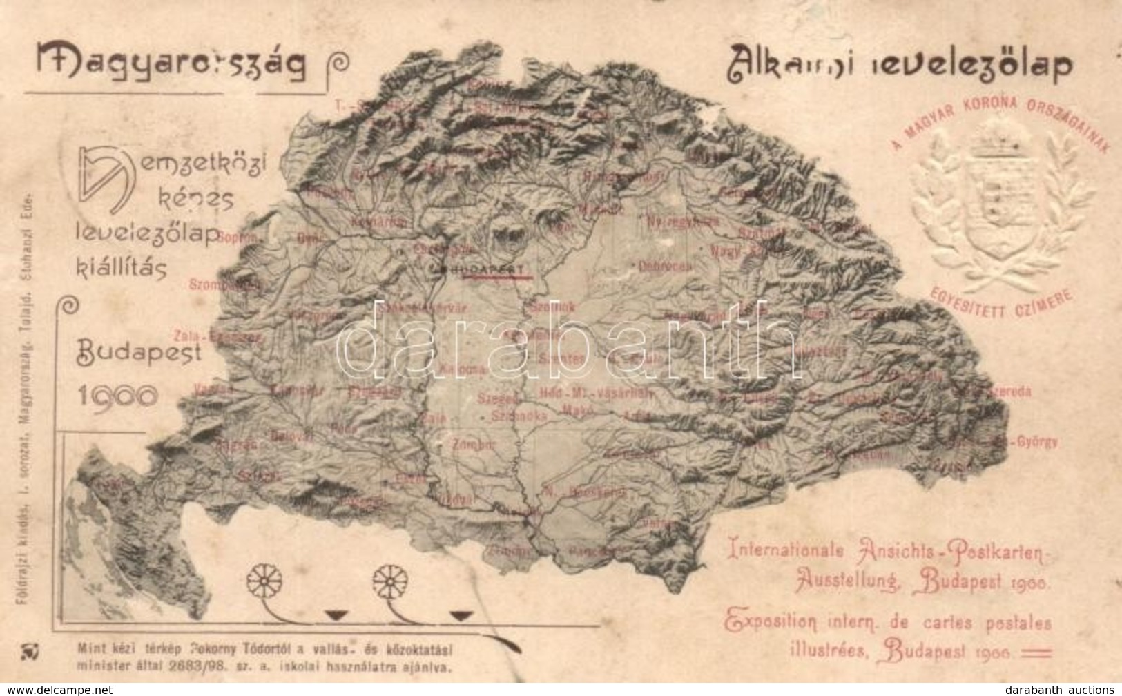 T2/T3 1900 Magyarország. A M. Korona Országainak Egyesített Címere. Földrajzi Kiadása I. Sorozat (tulajdonos Stohanzl Ed - Non Classificati