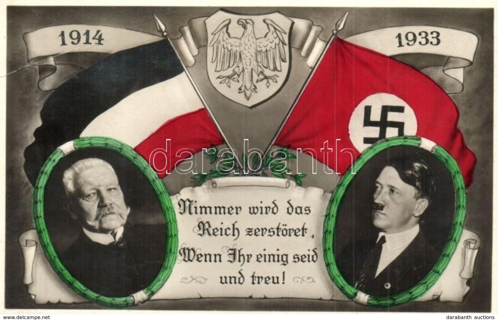 ** T2/T3 1914-1933 Nimmer Wird Das Reich Zerstöret, Wenn Ihr Einig Seid Und Treu! / Hindenburg And Adolf Hitler, Swastik - Non Classificati