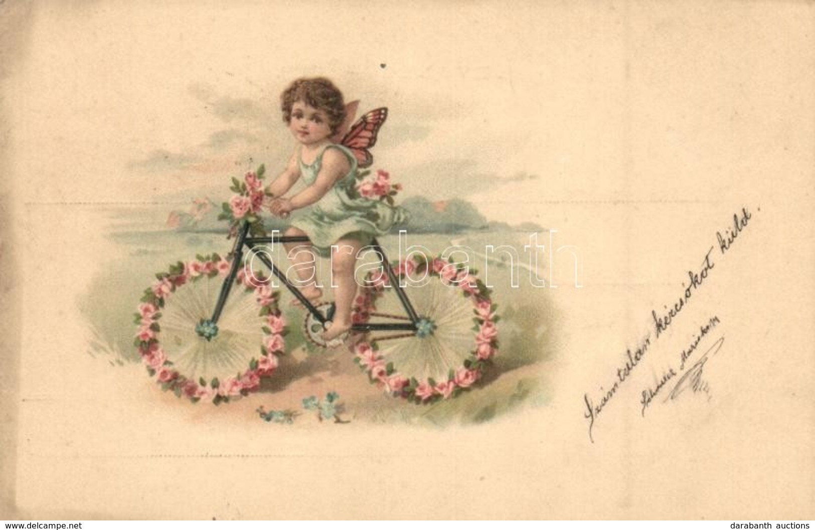 T2 Angel On Bicycle, Greeting Card, Litho - Non Classificati