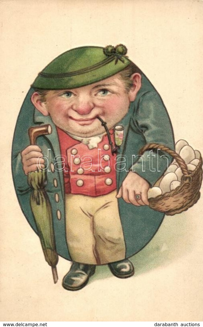 T2 1911 Easter Greeting Art Postcard With Egg-man. Emb. Litho - Non Classificati